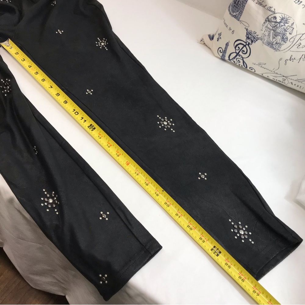 FREE PEOPLE | STAR STUDDED EMBELLISHED BRUSHED BLACK SKINNY FESTIVAL LEGGINGS 27 - Picture 6 of 13